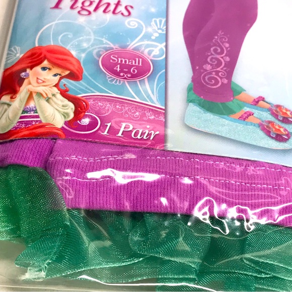 Disney The Little Mermaid Footless Tights Size Small 4-6 1 Pair New In Package - Picture 3 of 7